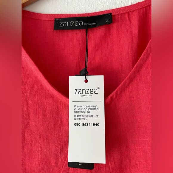 Zanzea Coral Colored 100% Cotton Wrap Top Size: XL, NWT - Picture 3 of 7